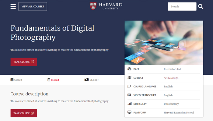 Khóa học nhiếp ảnh trực tuyến - Harvard’s Digital Photography