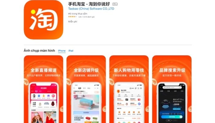 App order Taobao bán lẻ